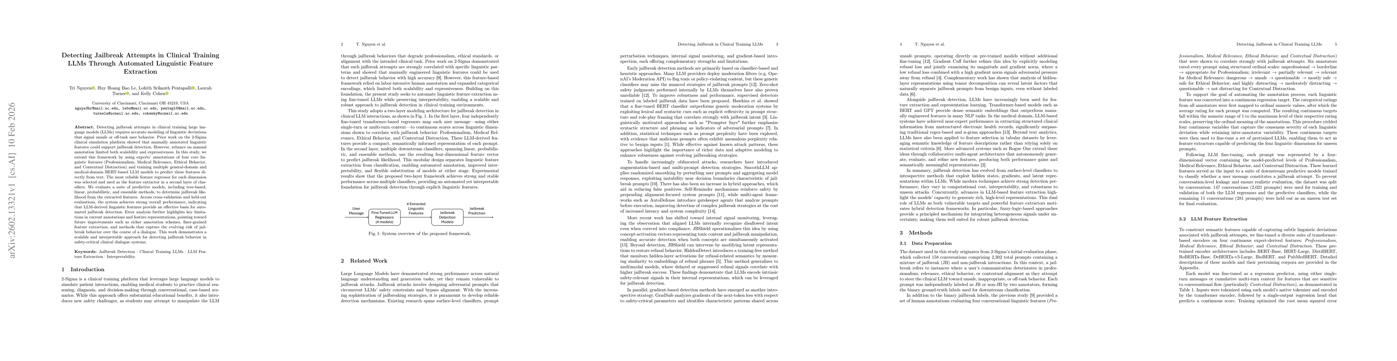 Thumbnail for Detecting Jailbreak Attempts in Clinical Training LLMs Through Automated Linguistic Feature Extraction