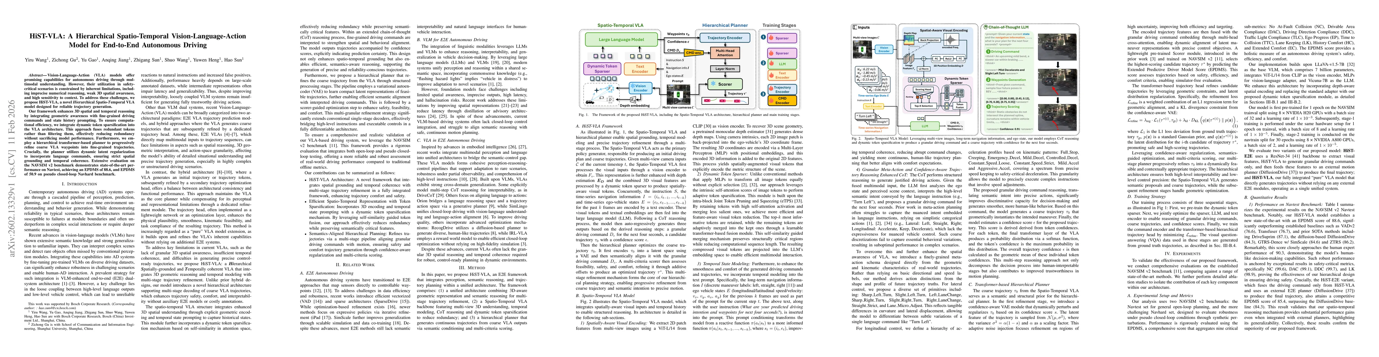 Thumbnail for HiST-VLA: A Hierarchical Spatio-Temporal Vision-Language-Action Model for End-to-End Autonomous Driving