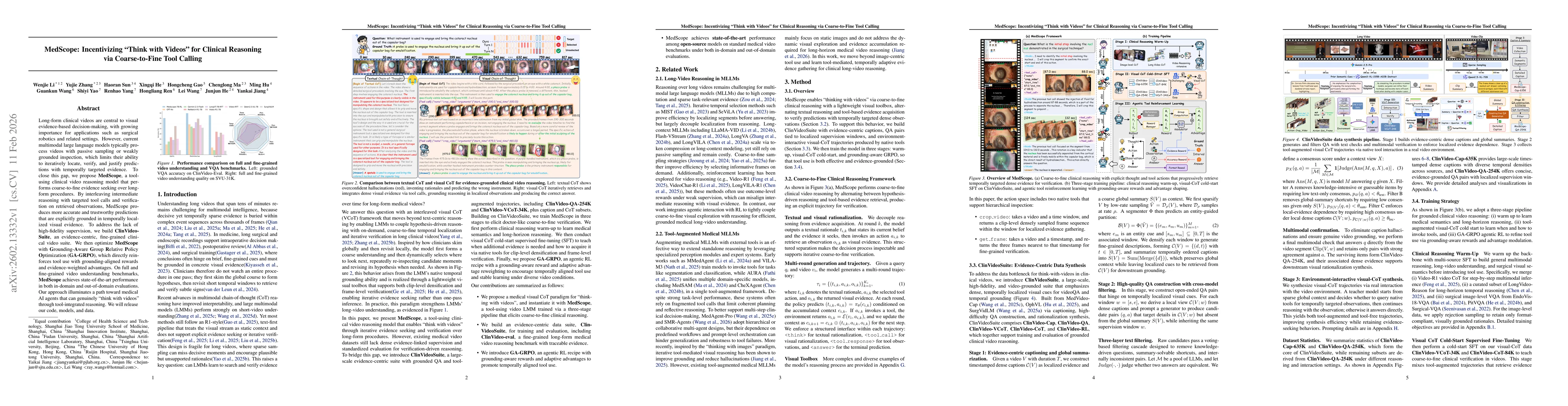 Thumbnail for MedScope: Incentivizing "Think with Videos" for Clinical Reasoning via Coarse-to-Fine Tool Calling