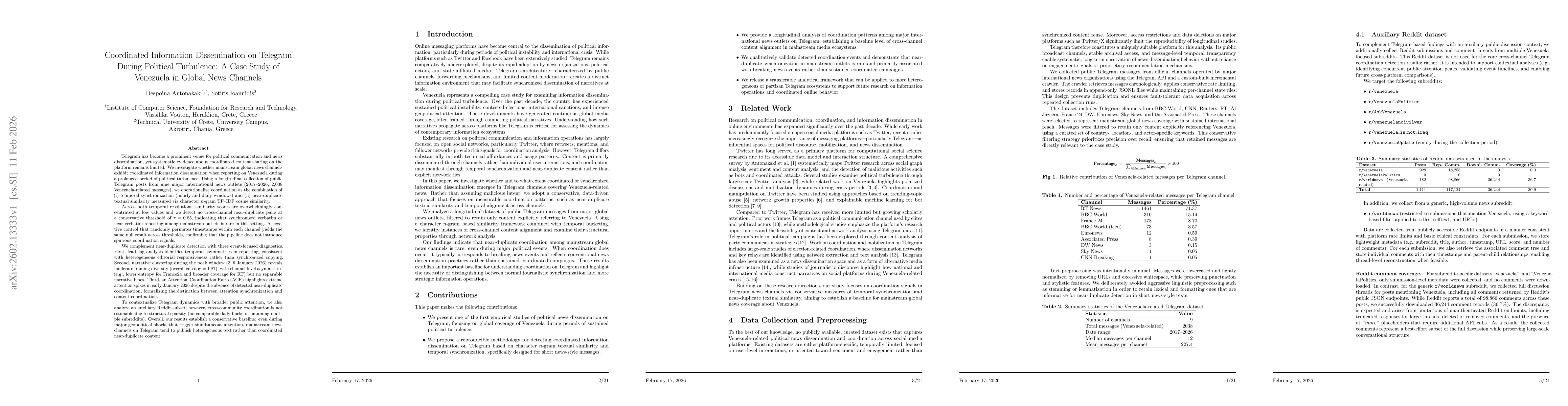 Thumbnail for Coordinated Information Dissemination on Telegram and Reddit During Political Turbulence: A Case Study of Venezuela in Global News Channels