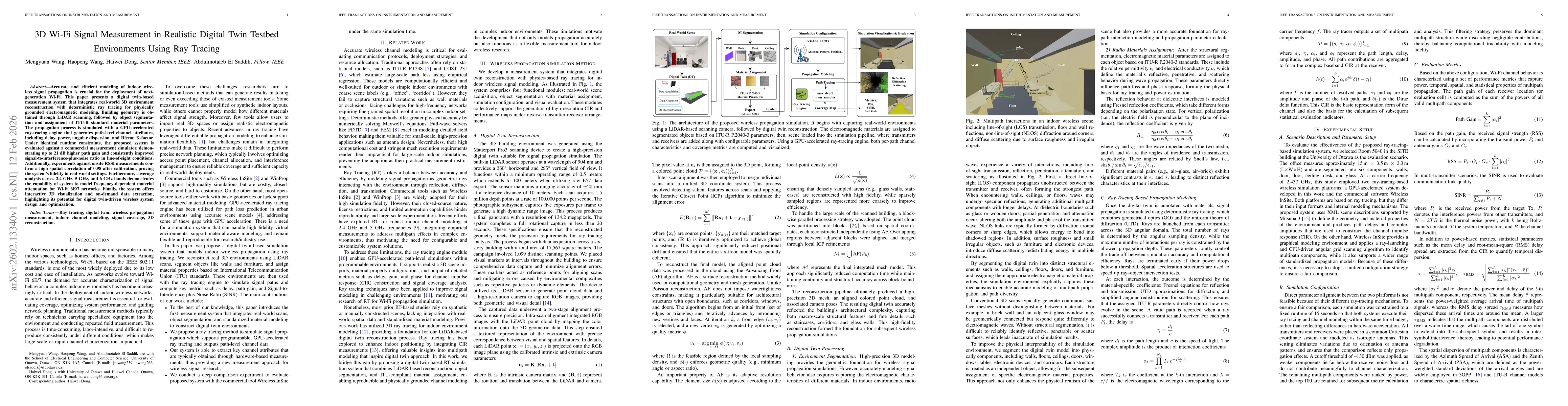 Thumbnail for 3D Wi-Fi Signal Measurement in Realistic Digital Twin Testbed Environments Using Ray Tracing