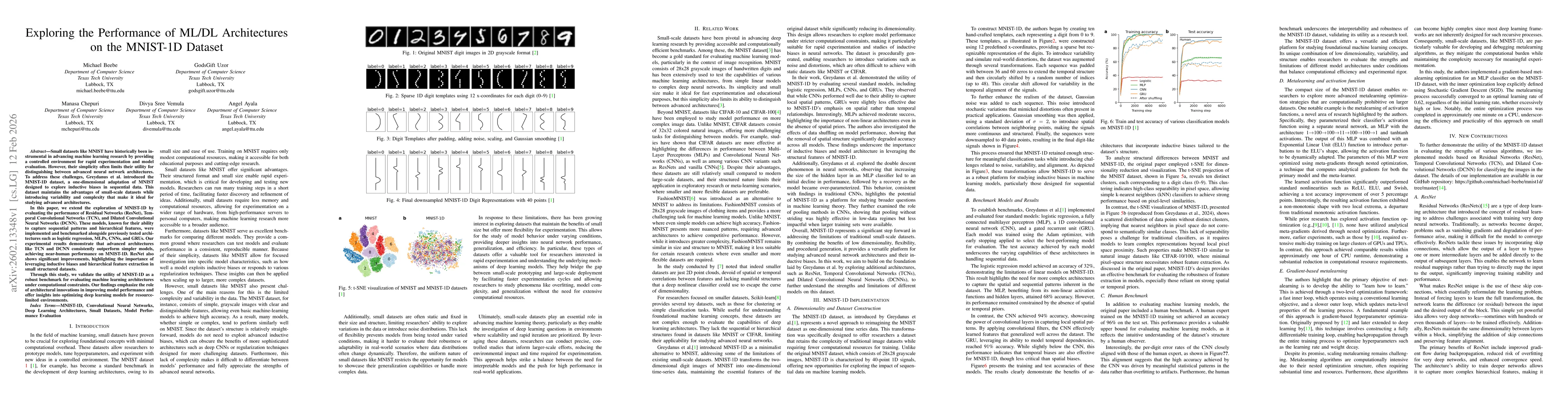 Thumbnail for Exploring the Performance of ML/DL Architectures on the MNIST-1D Dataset