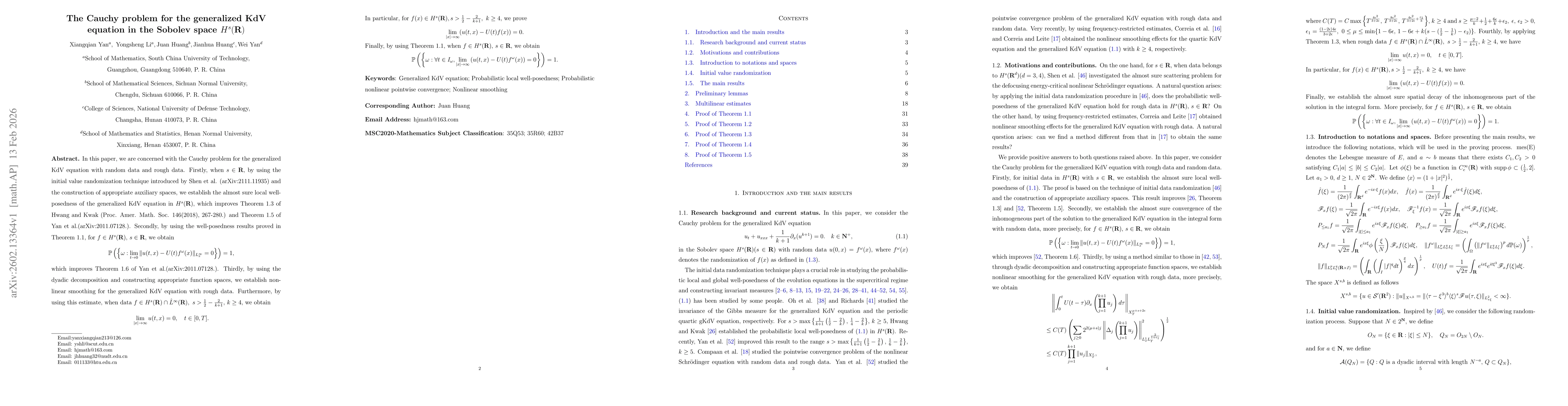 Thumbnail for The Cauchy problem for the generalized KdV equation in the Sobolev space $H^{s}(\mathbf{R})$