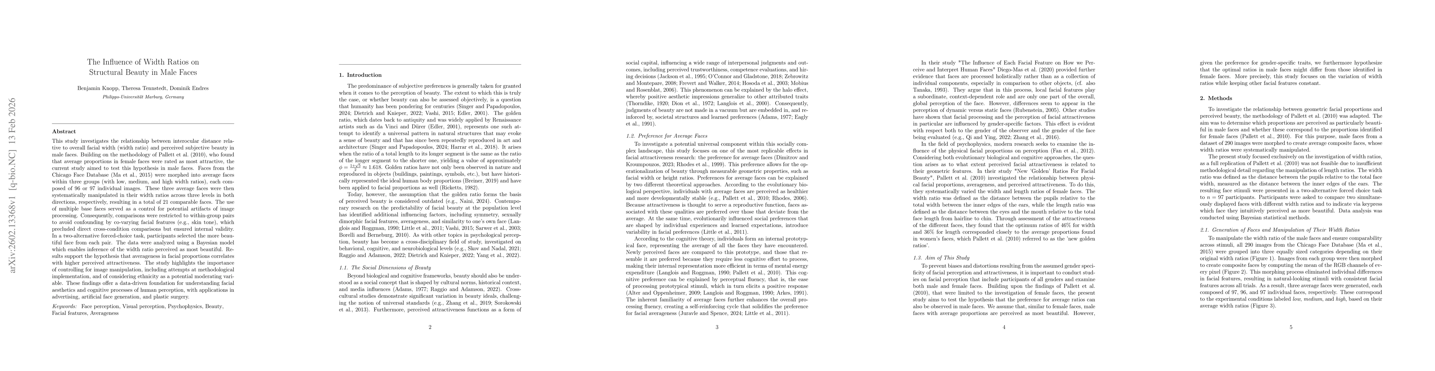 Thumbnail for The Influence of Width Ratios on Structural Beauty in Male Faces