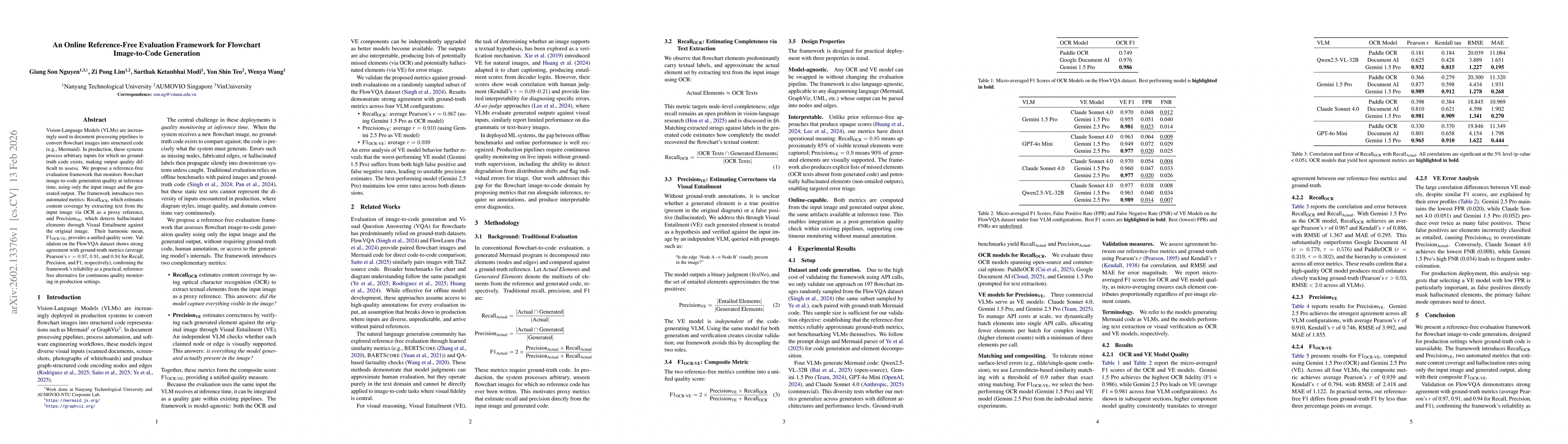 Thumbnail for An Online Reference-Free Evaluation Framework for Flowchart Image-to-Code Generation