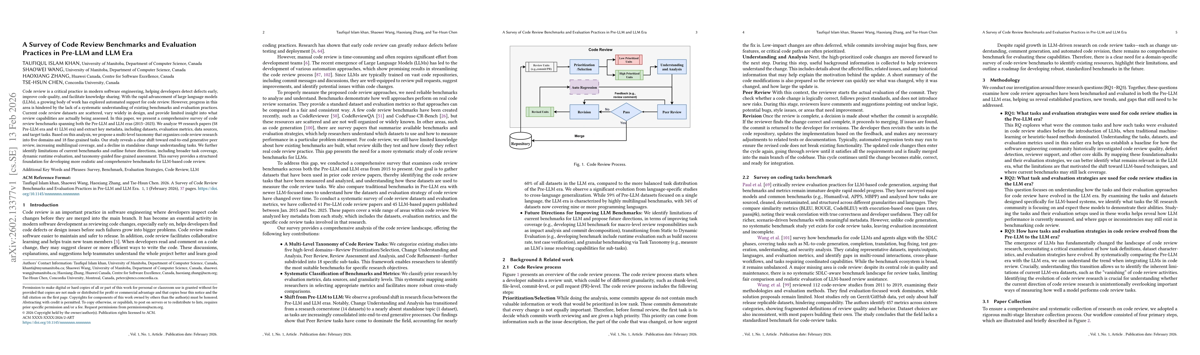 Thumbnail for A Survey of Code Review Benchmarks and Evaluation Practices in Pre-LLM and LLM Era