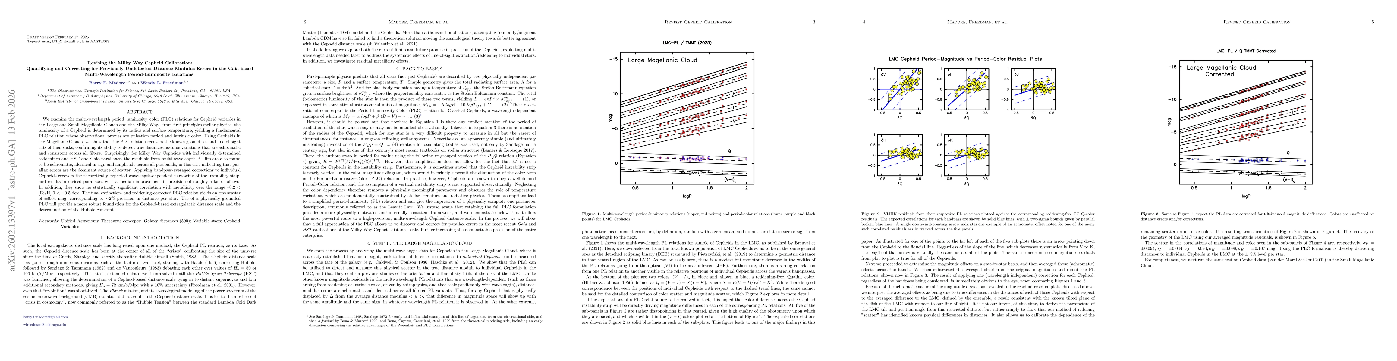 Thumbnail for Revising the Milky Way Cepheid Calibration: Quantifying and Correcting for Previously Undetected Distance Modulus Errors in the Gaia-based Multi-Wavelength Period-Luminosity Relations