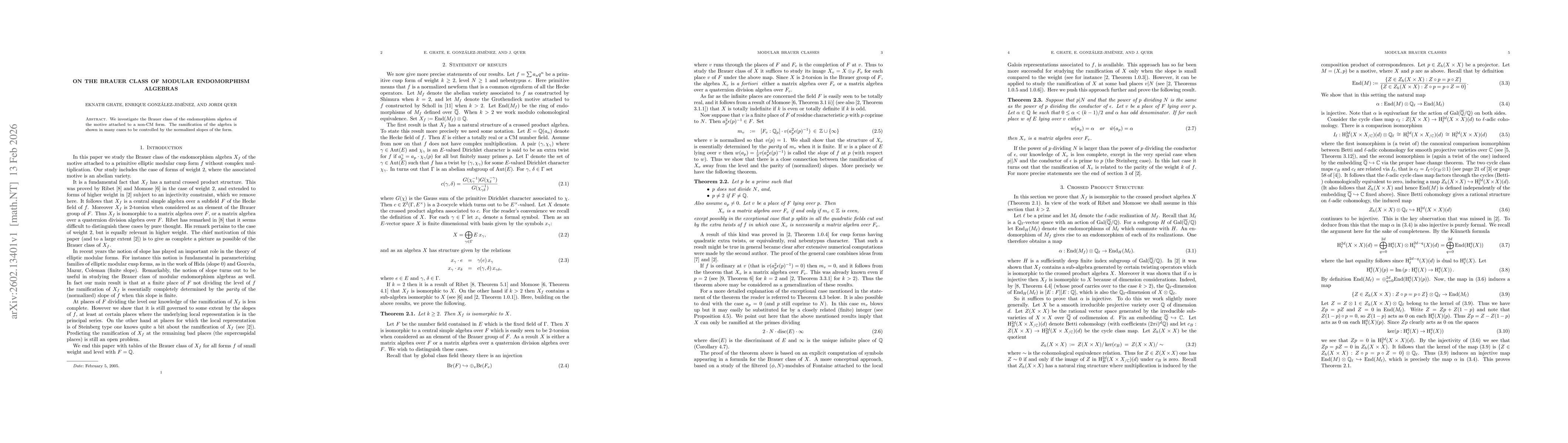 Thumbnail for On the Brauer class of Modular Endomorphism Algebras