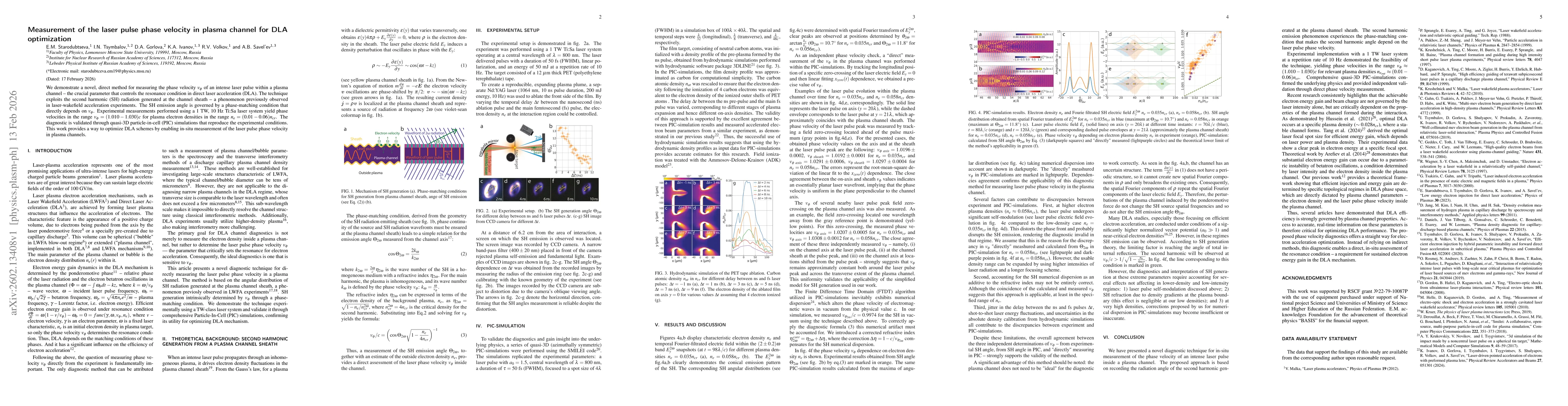 Thumbnail for Measurement of the laser pulse phase velocity in plasma channel for DLA optimization