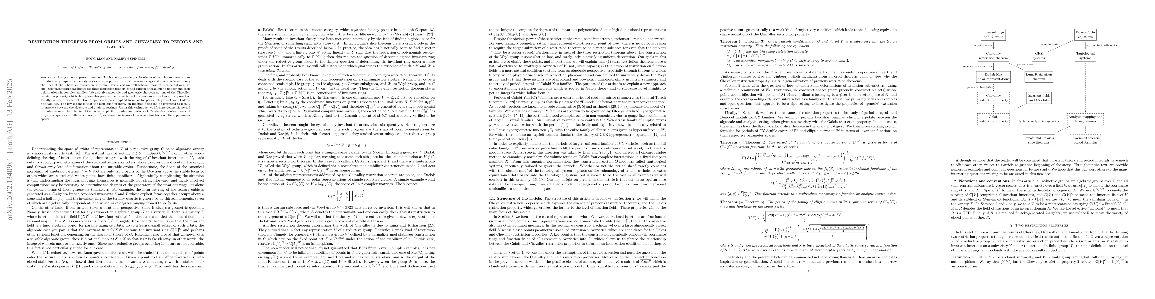 Thumbnail for Restriction theorems: from orbits and Chevalley to periods and Galois