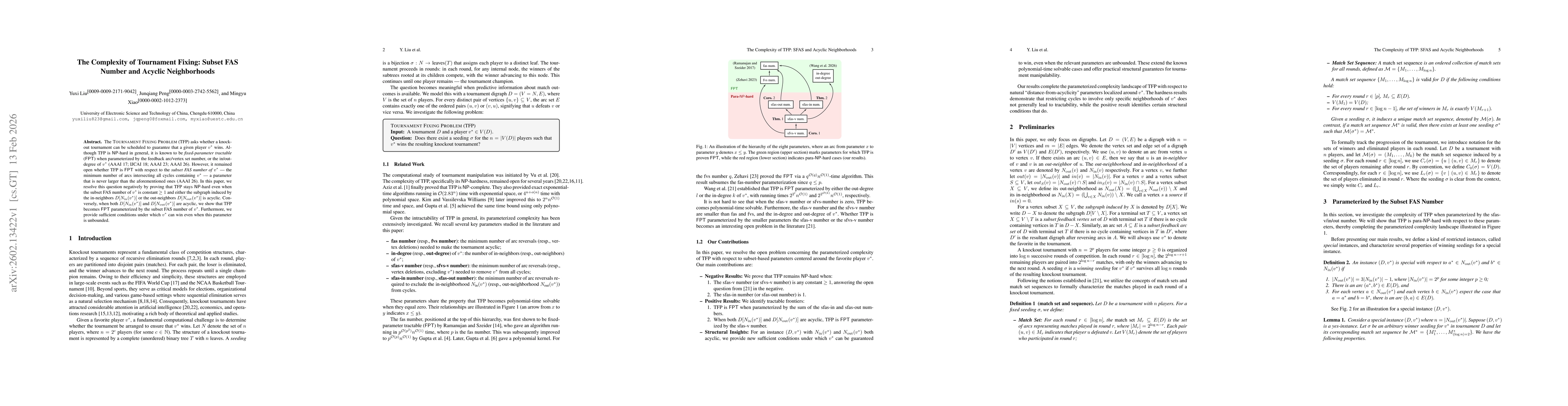 Thumbnail for The Complexity of Tournament Fixing: Subset FAS Number and Acyclic Neighborhoods