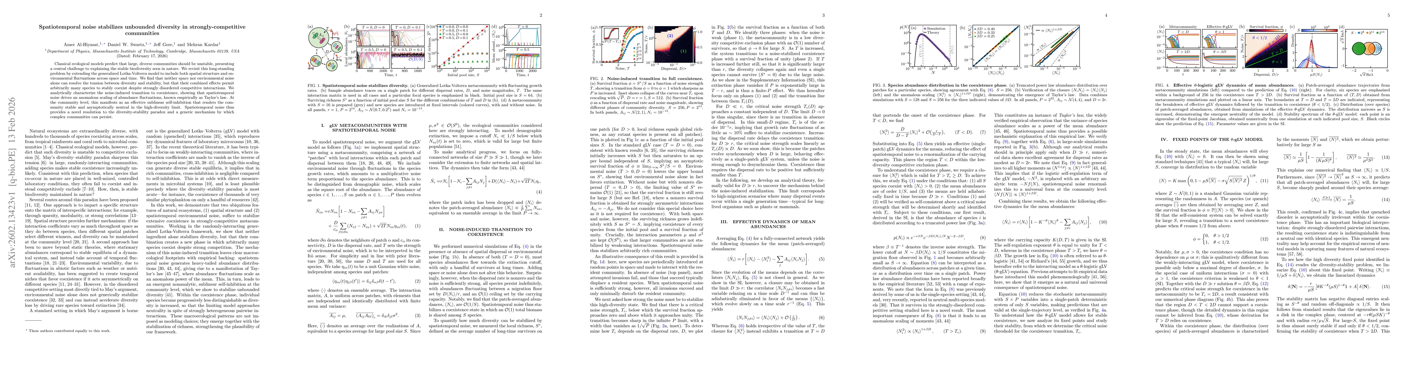 Thumbnail for Spatiotemporal noise stabilizes unbounded diversity in strongly-competitive communities