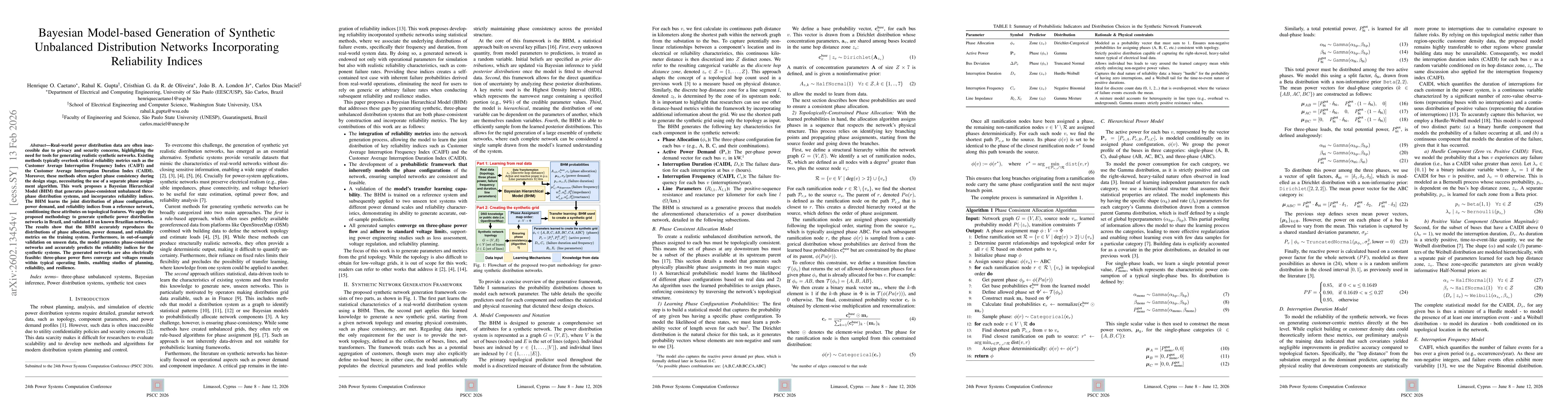 Thumbnail for Bayesian Model-based Generation of Synthetic Unbalanced Distribution Networks Incorporating Reliability Indices