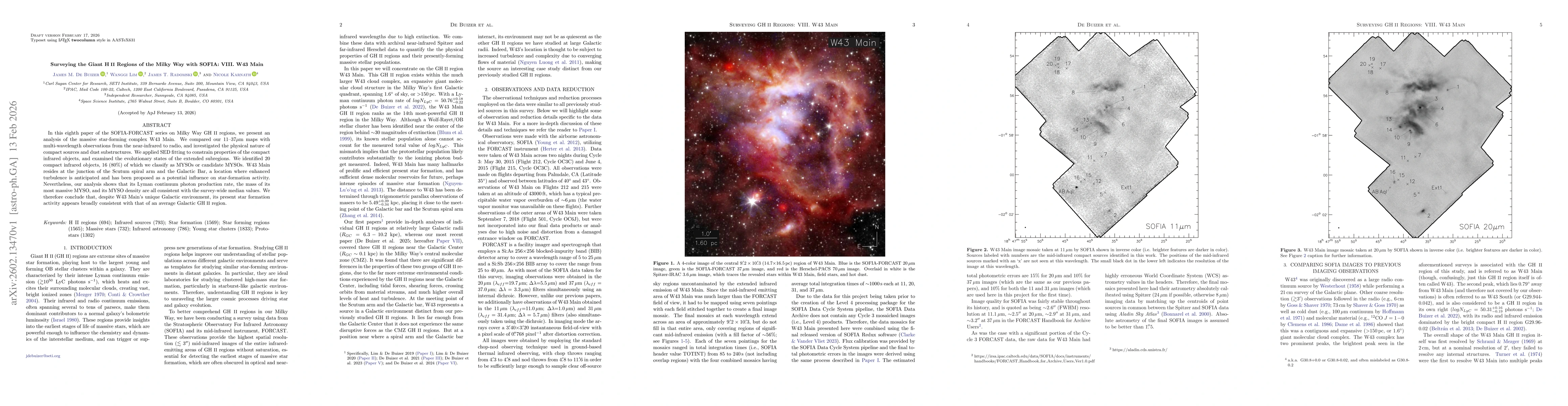 Thumbnail for Surveying the Giant HII Regions of the Milky Way with SOFIA: VIII. W43 Main