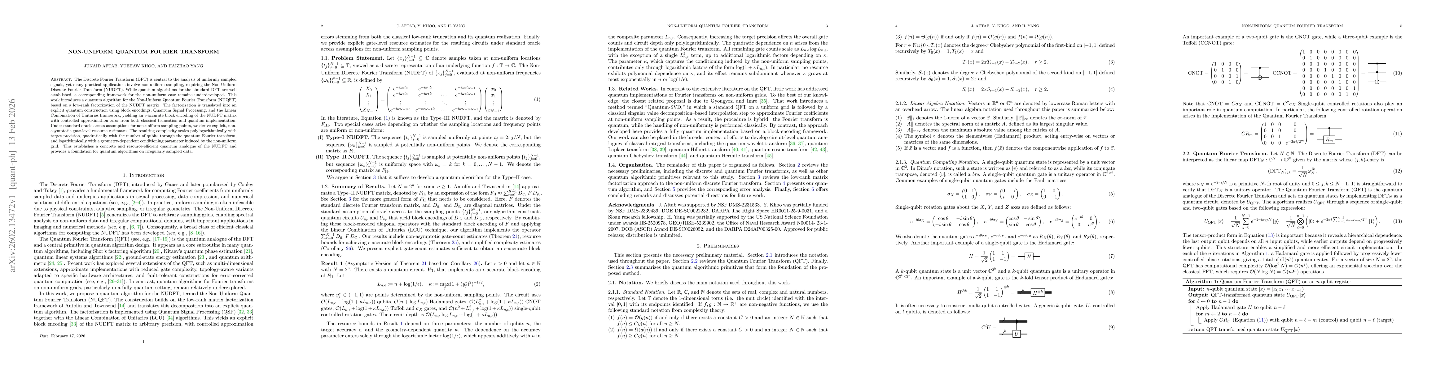 Thumbnail for Non-Uniform Quantum Fourier Transform