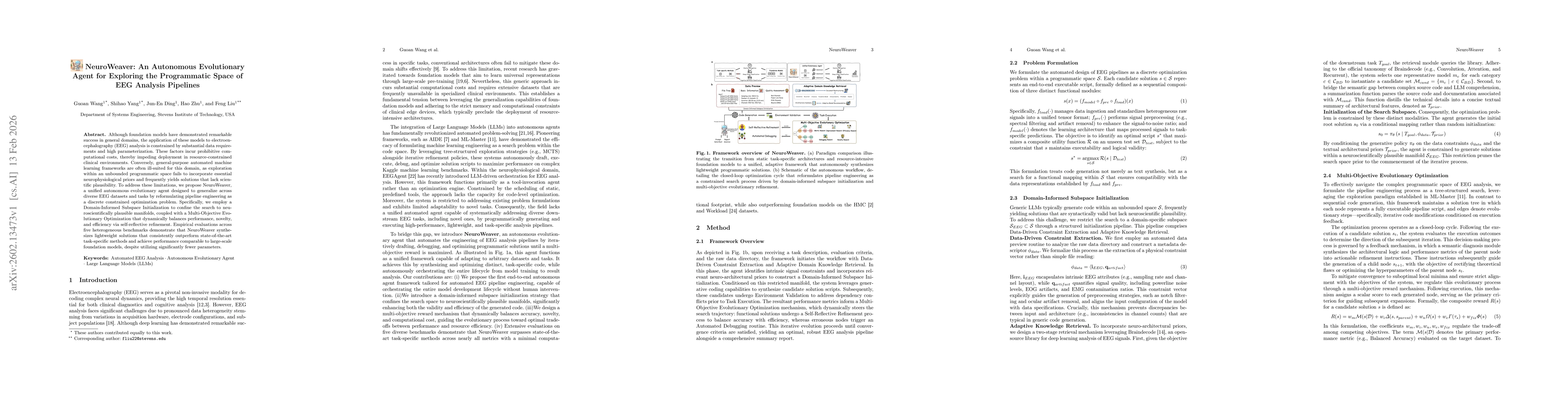 Thumbnail for NeuroWeaver: An Autonomous Evolutionary Agent for Exploring the Programmatic Space of EEG Analysis Pipelines
