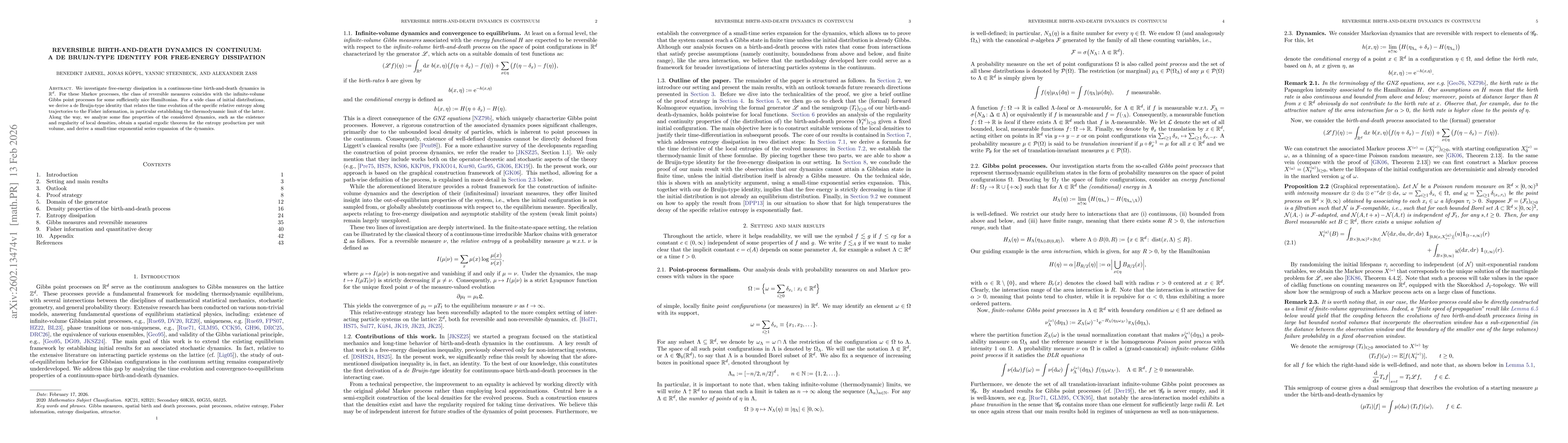 Thumbnail for Reversible birth-and-death dynamics in continuum: a de Bruijn-type identity for free-energy dissipation