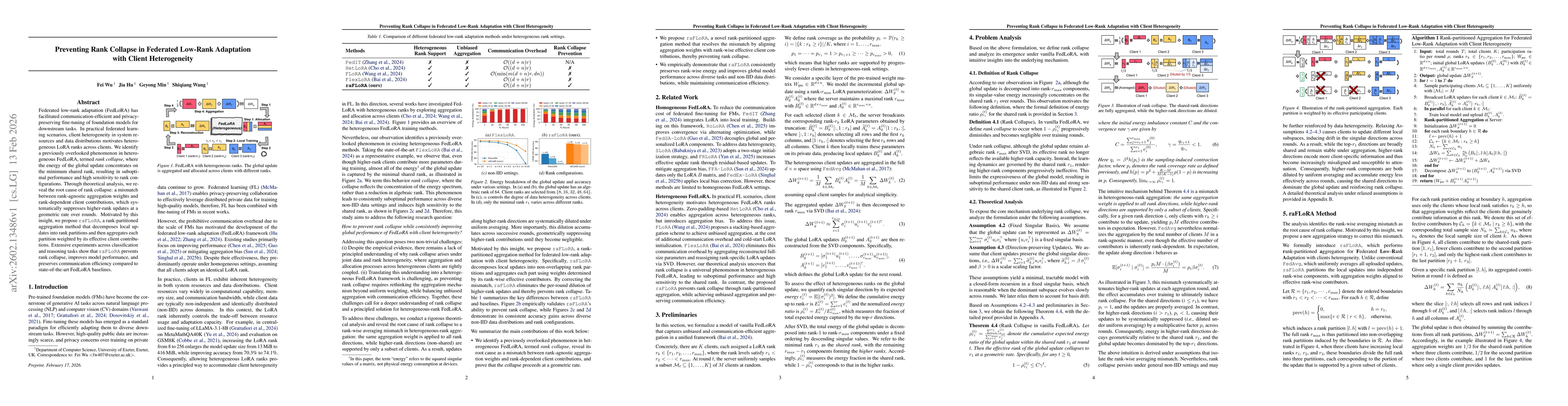 Thumbnail for Preventing Rank Collapse in Federated Low-Rank Adaptation with Client Heterogeneity