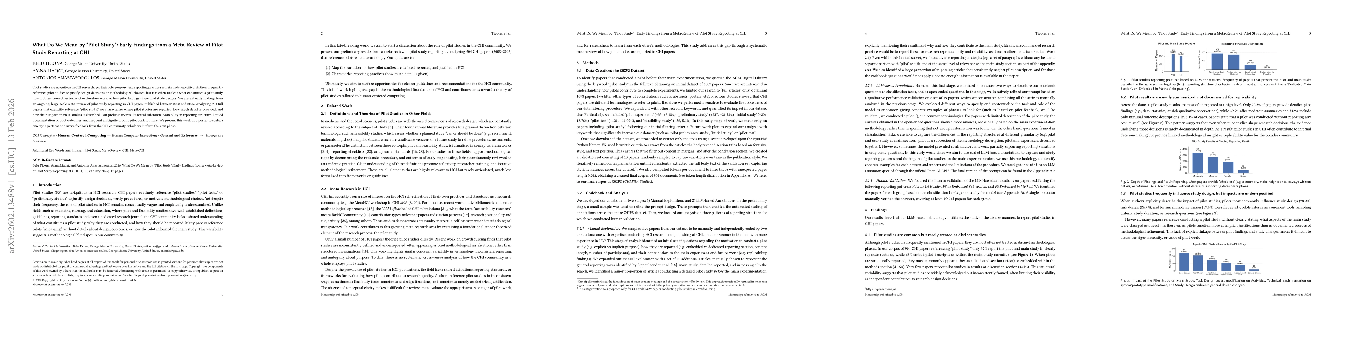 Thumbnail for What Do We Mean by 'Pilot Study': Early Findings from a Meta-Review of Pilot Study Reporting at CHI