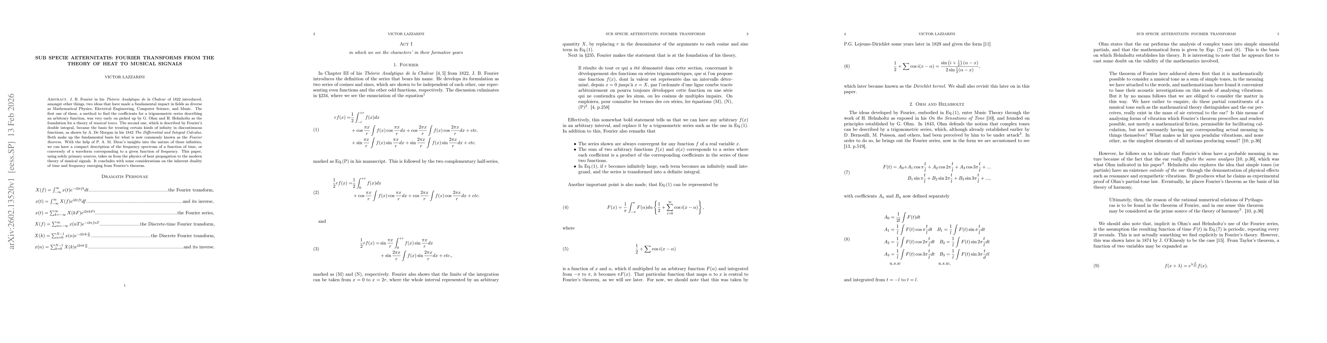Thumbnail for Sub Specie Aeternitatis: Fourier Transforms from the Theory of Heat to Musical Signals