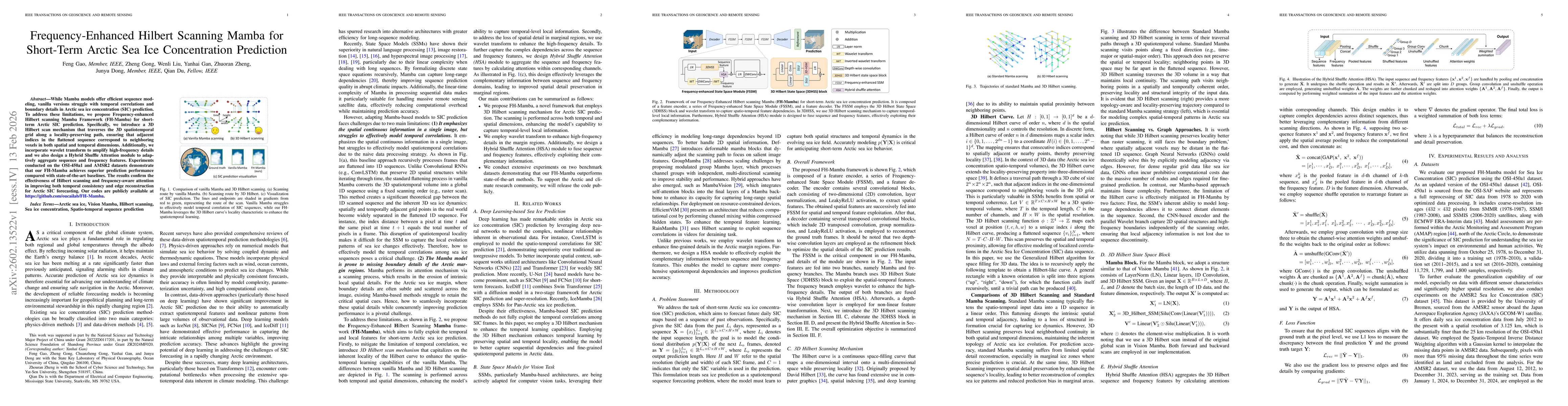 Thumbnail for Frequency-Enhanced Hilbert Scanning Mamba for Short-Term Arctic Sea Ice Concentration Prediction