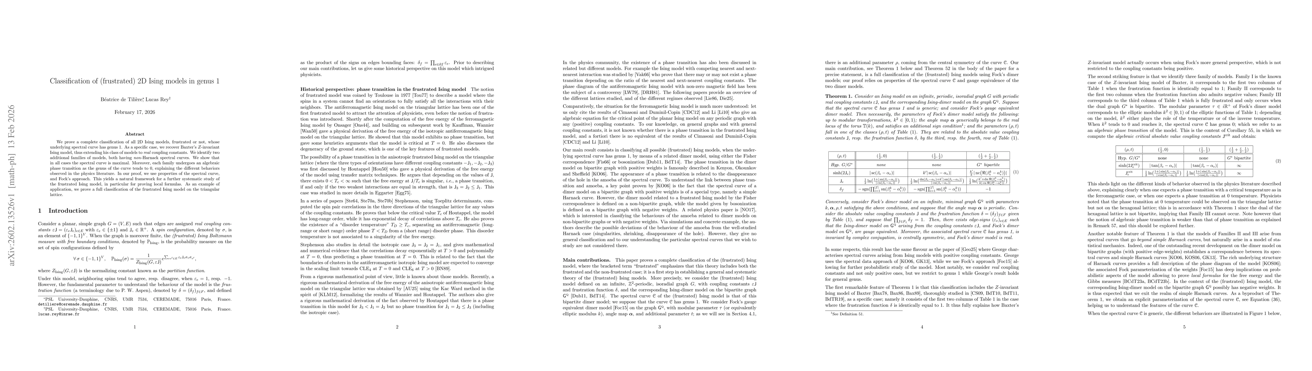 Thumbnail for Classification of (frustrated) 2D Ising models in genus 1