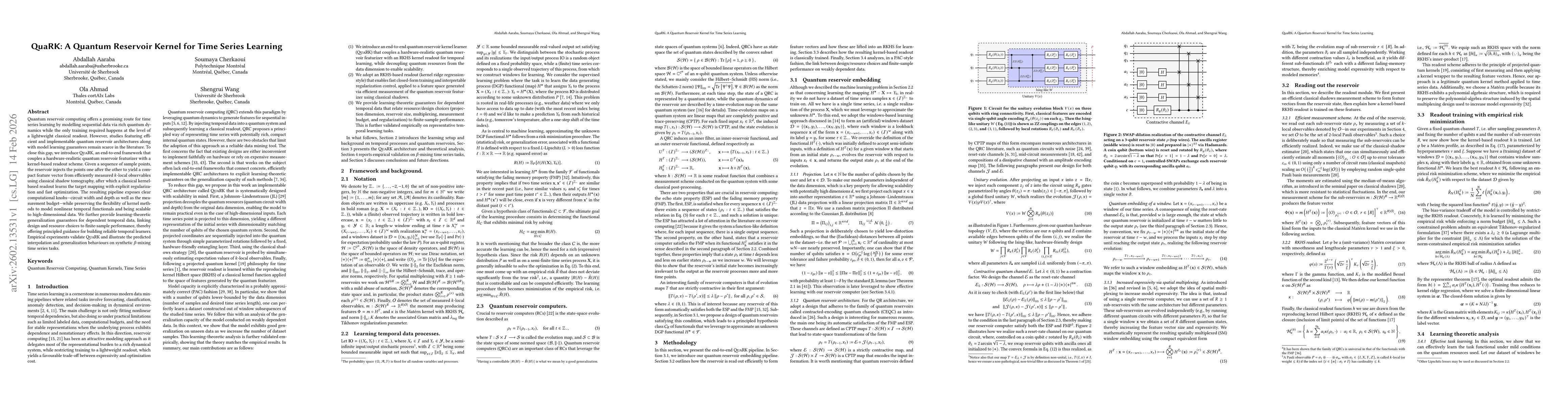 Thumbnail for QuaRK: A Quantum Reservoir Kernel for Time Series Learning