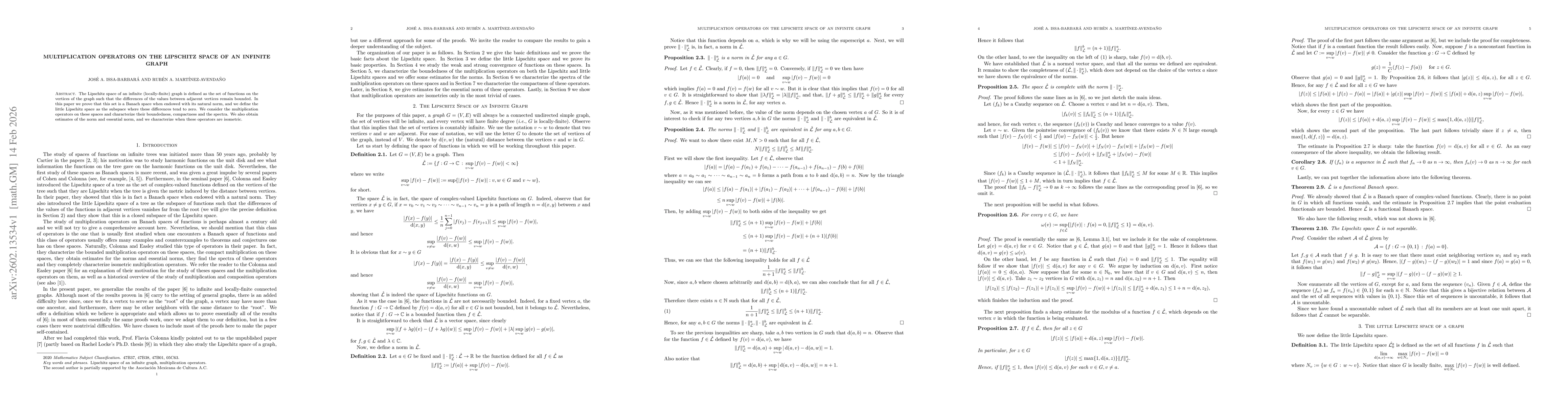 Thumbnail for Multiplication Operators on the Lipschitz Space of an Infinite Graph