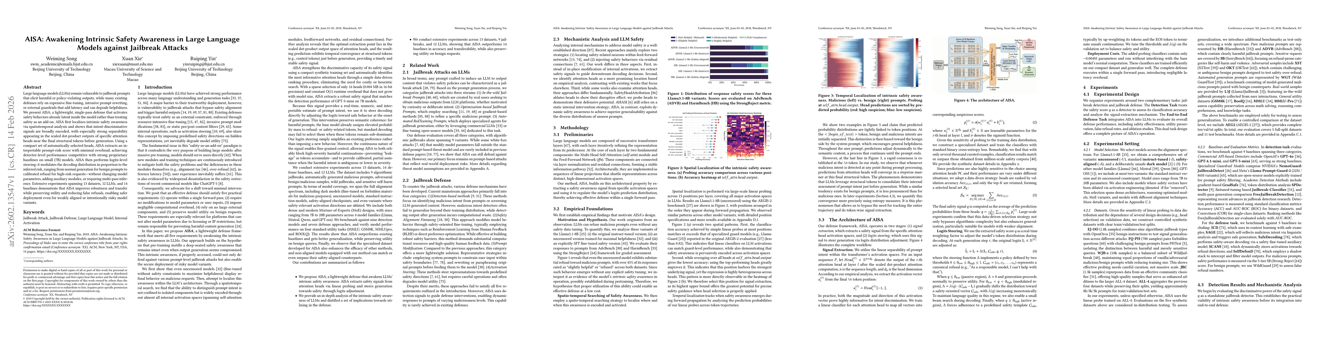 Thumbnail for AISA: Awakening Intrinsic Safety Awareness in Large Language Models against Jailbreak Attacks