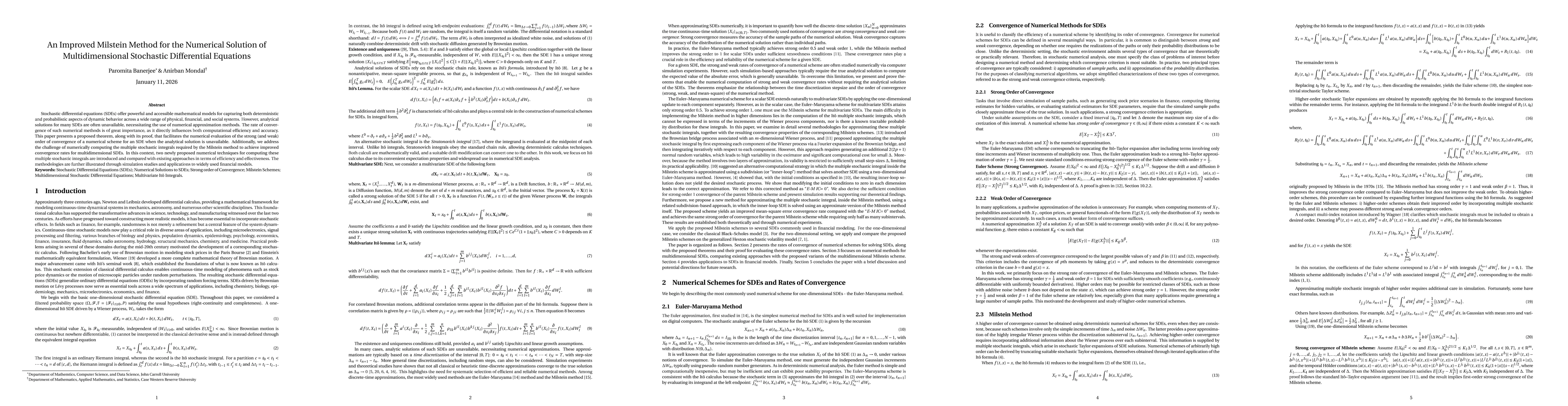 Thumbnail for An Improved Milstein Method for the Numerical Solution of Multidimensional Stochastic Differential Equations