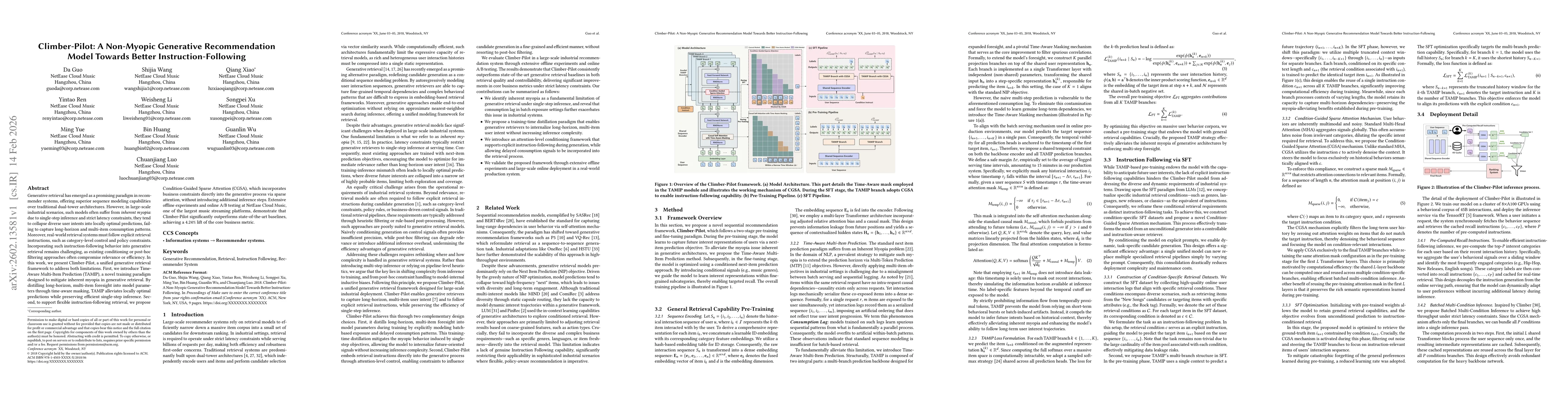 Thumbnail for Climber-Pilot: A Non-Myopic Generative Recommendation Model Towards Better Instruction-Following