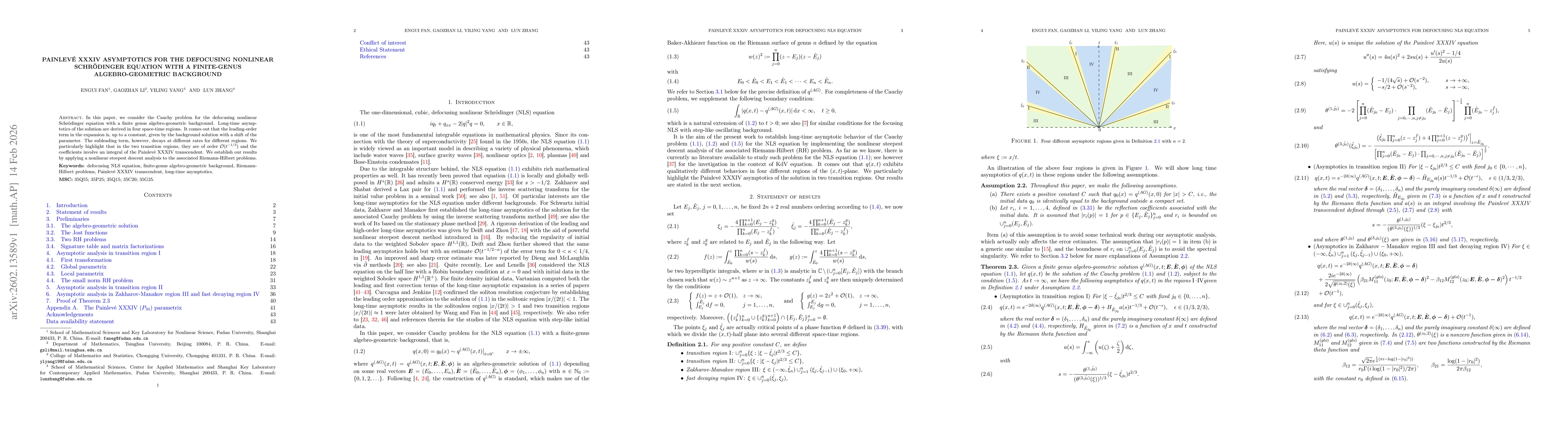 Thumbnail for Painlevé XXXIV asymptotics for the defocusing nonlinear Schrödinger equation with a finite-genus algebro-geometric background