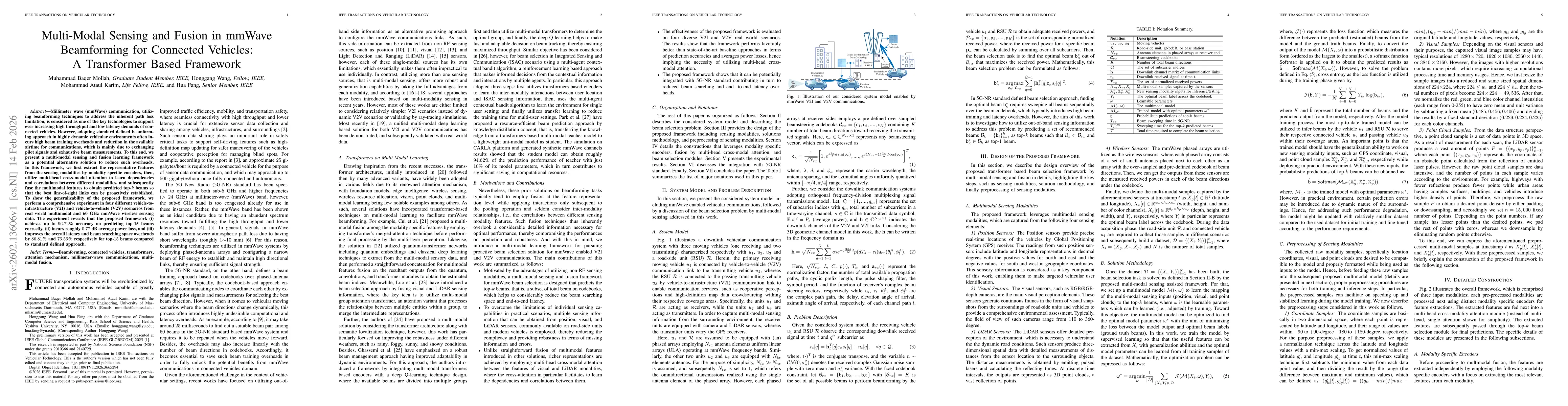 Thumbnail for Multi-Modal Sensing and Fusion in mmWave Beamforming for Connected Vehicles: A Transformer Based Framework