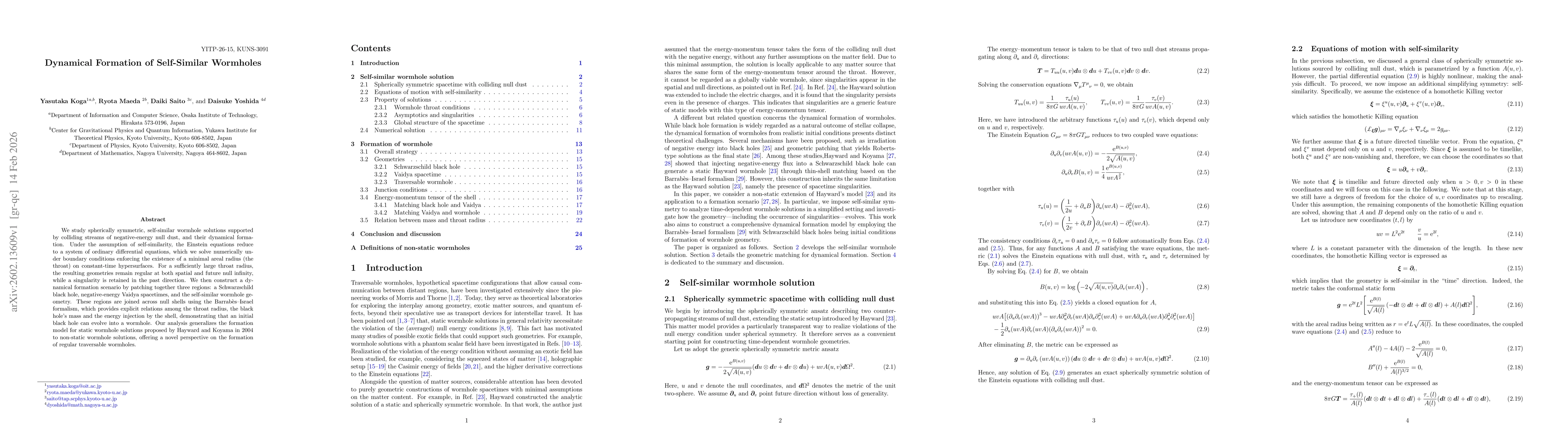 Thumbnail for Dynamical Formation of Self-Similar Wormholes