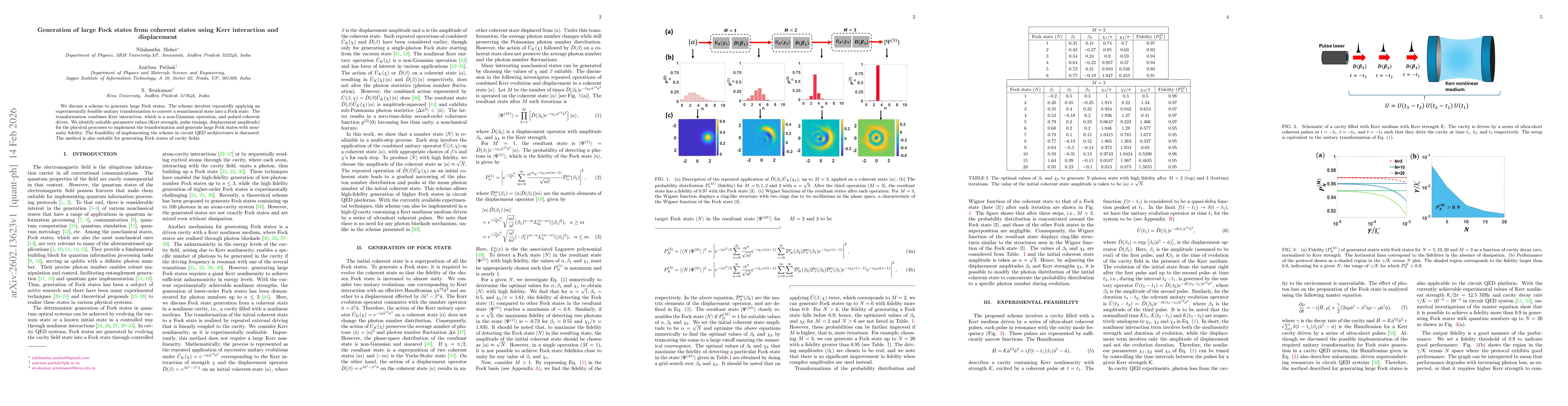 Thumbnail for Generation of large Fock states from coherent states using Kerr interaction and displacement