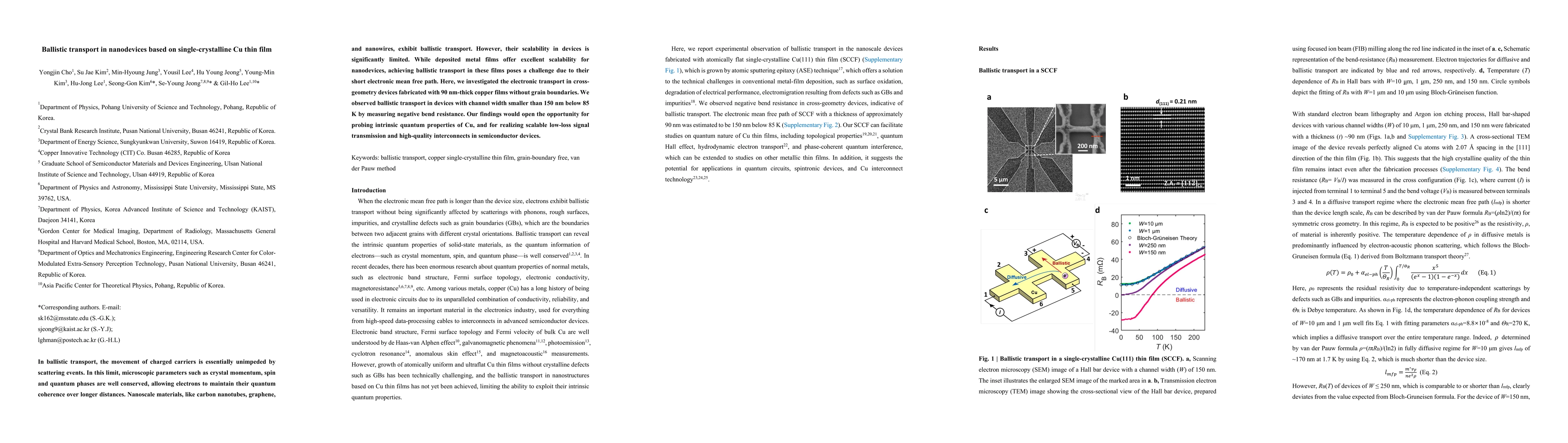 Thumbnail for Ballistic transport in nanodevices based on single-crystalline Cu thin film