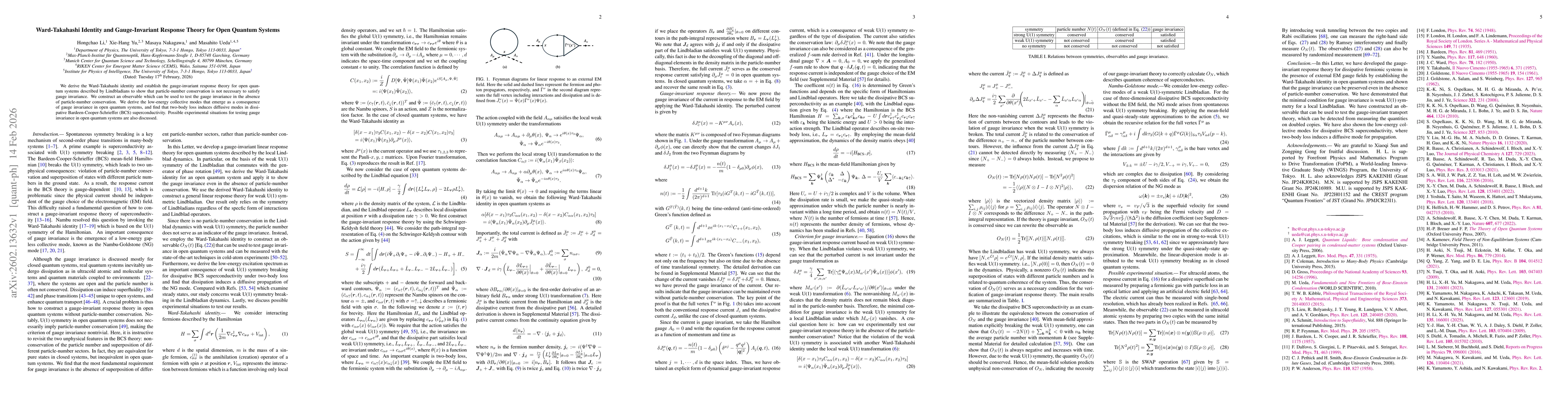Thumbnail for Ward-Takahashi Identity and Gauge-Invariant Response Theory for Open Quantum Systems