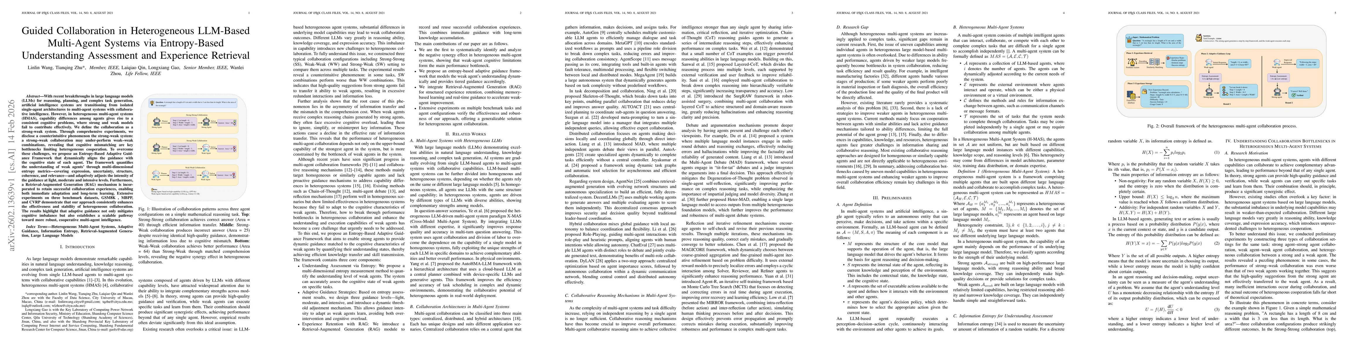 Thumbnail for Guided Collaboration in Heterogeneous LLM-Based Multi-Agent Systems via Entropy-Based Understanding Assessment and Experience Retrieval