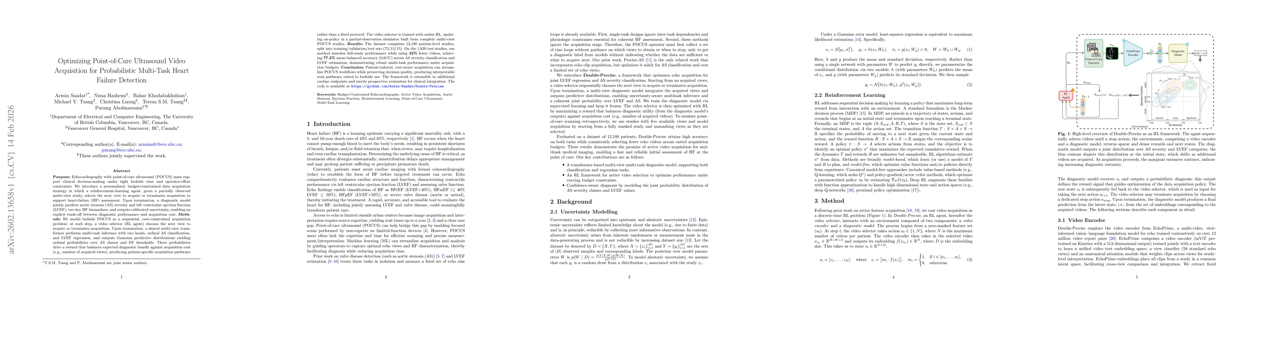 Thumbnail for Optimizing Point-of-Care Ultrasound Video Acquisition for Probabilistic Multi-Task Heart Failure Detection