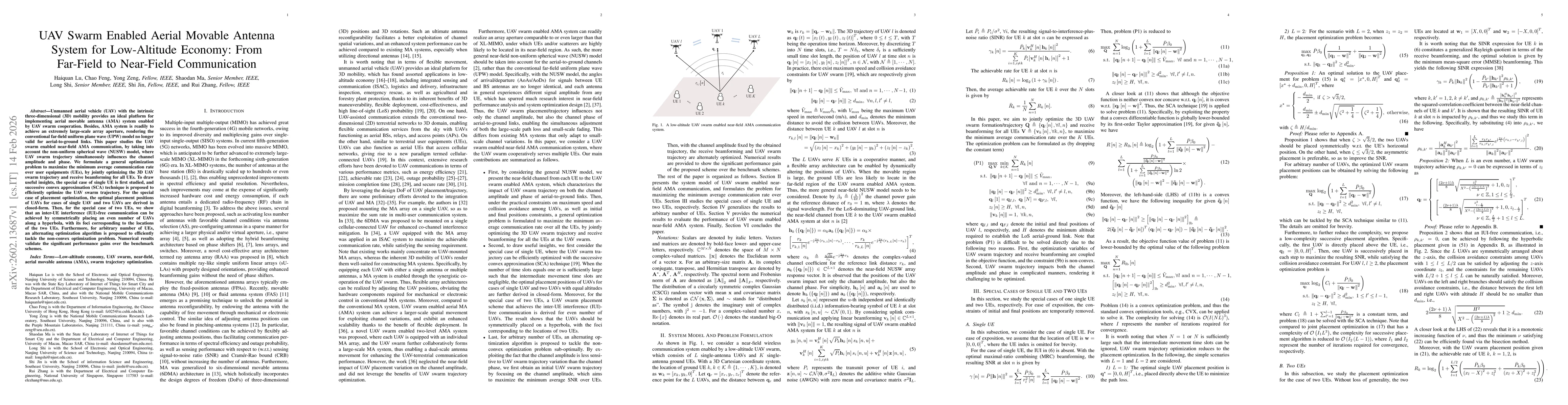 Thumbnail for UAV Swarm Enabled Aerial Movable Antenna System for Low-Altitude Economy: From Far-Field to Near-Field Communication
