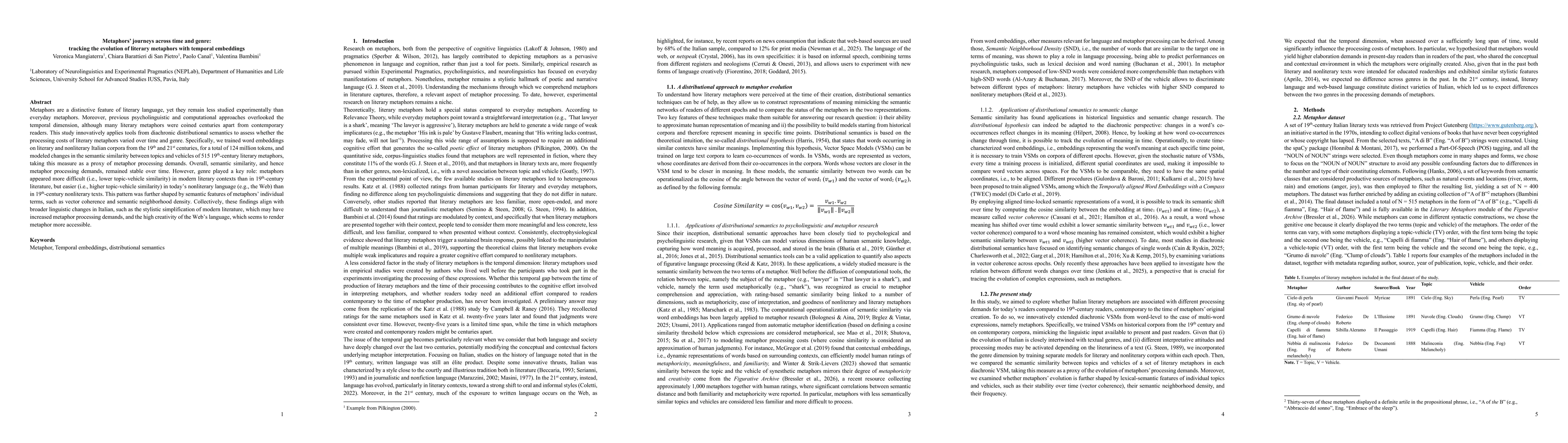 Thumbnail for Metaphors' journeys across time and genre: tracking the evolution of literary metaphors with temporal embeddings