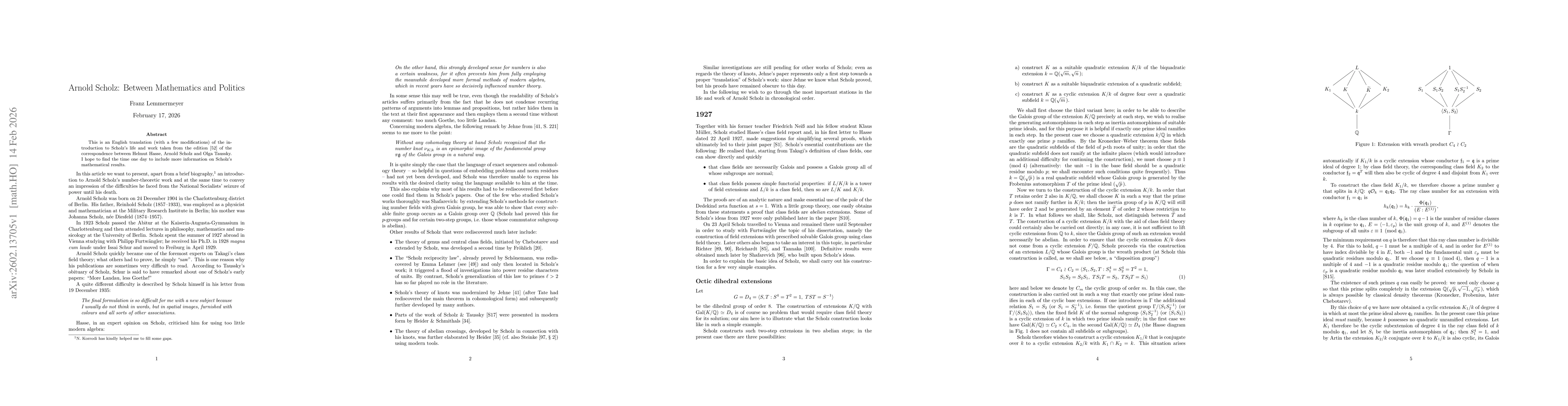 Thumbnail for Arnold Scholz: Between Mathematics and Politics