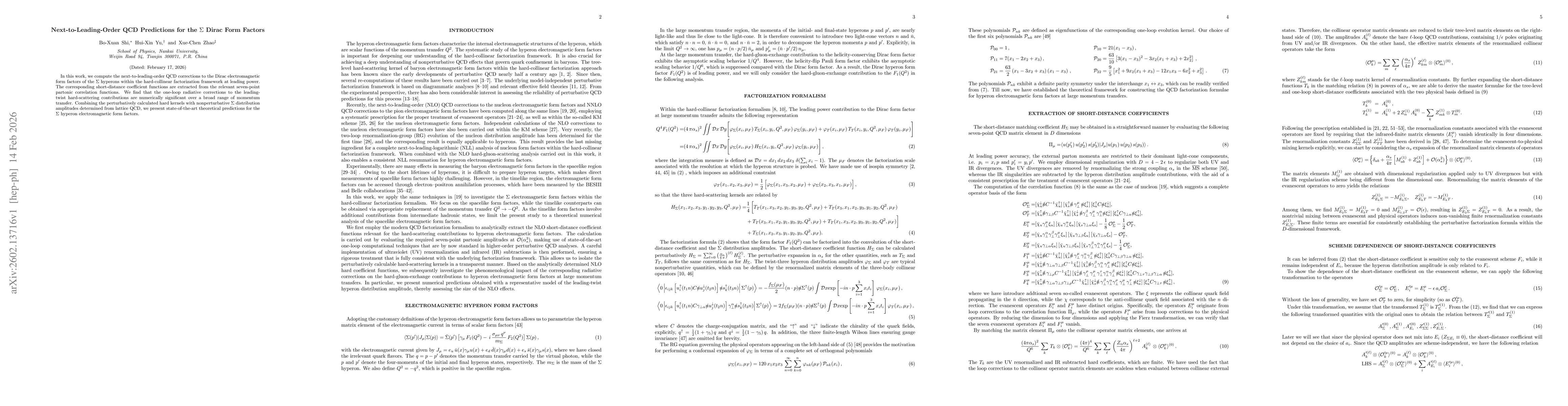 Thumbnail for Next-to-Leading-Order QCD Predictions for the $Σ$ Dirac Form Factors