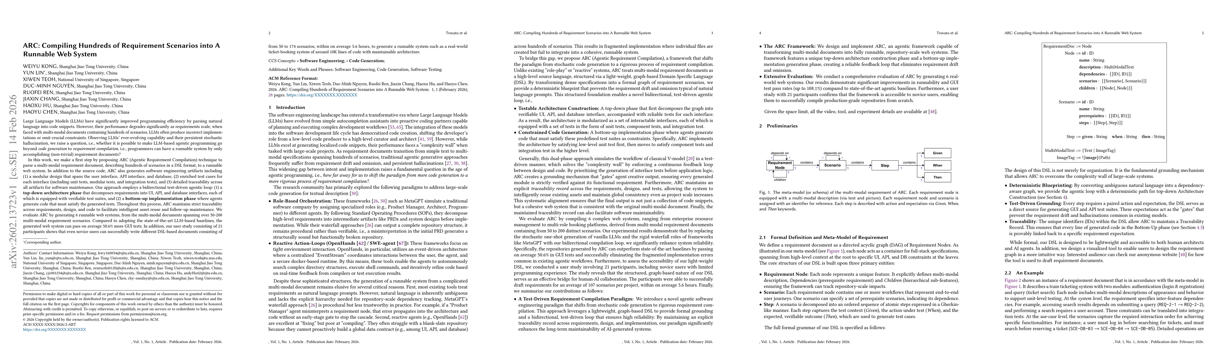 Thumbnail for ARC: Compiling Hundreds of Requirement Scenarios into A Runnable Web System