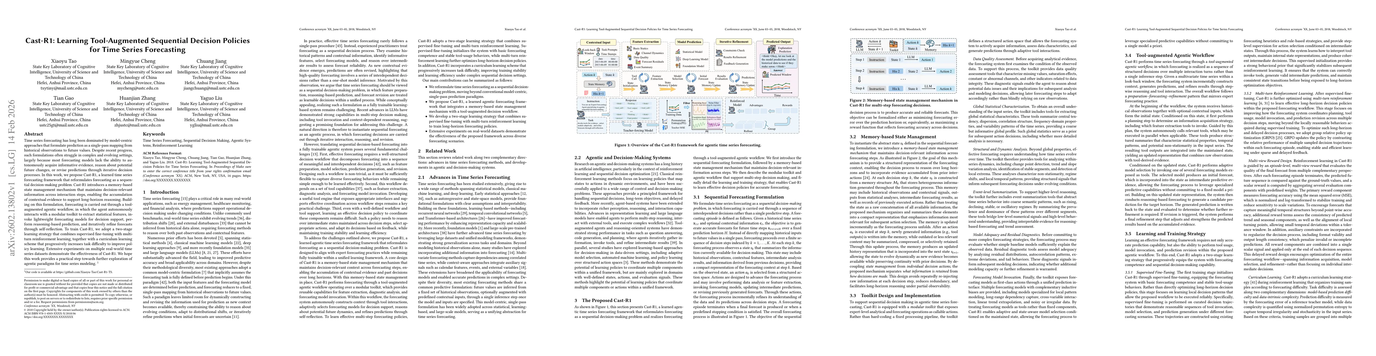 Thumbnail for Cast-R1: Learning Tool-Augmented Sequential Decision Policies for Time Series Forecasting