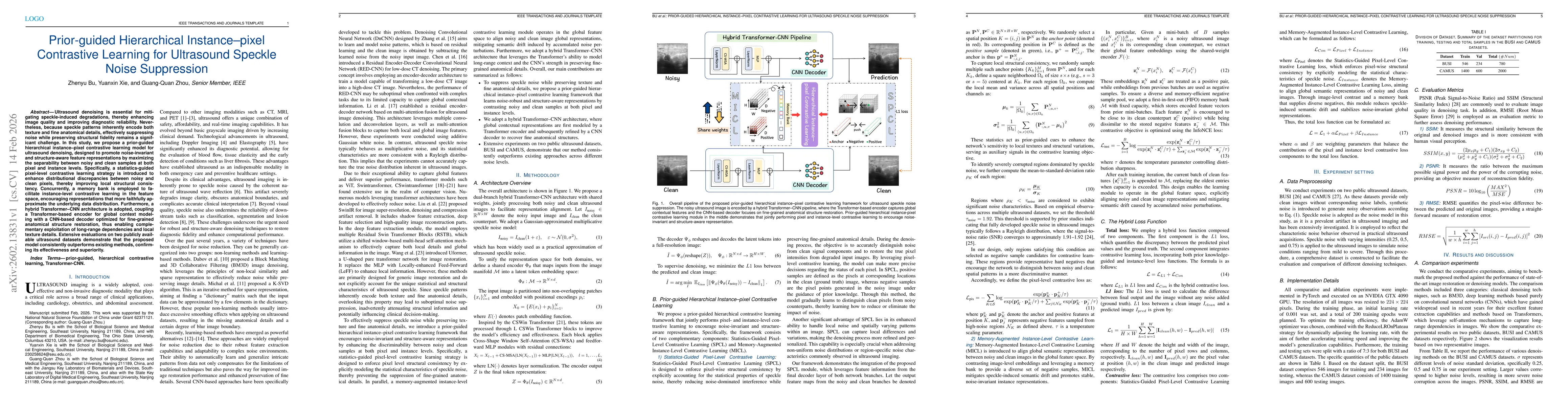 Thumbnail for Prior-guided Hierarchical Instance-pixel Contrastive Learning for Ultrasound Speckle Noise Suppression
