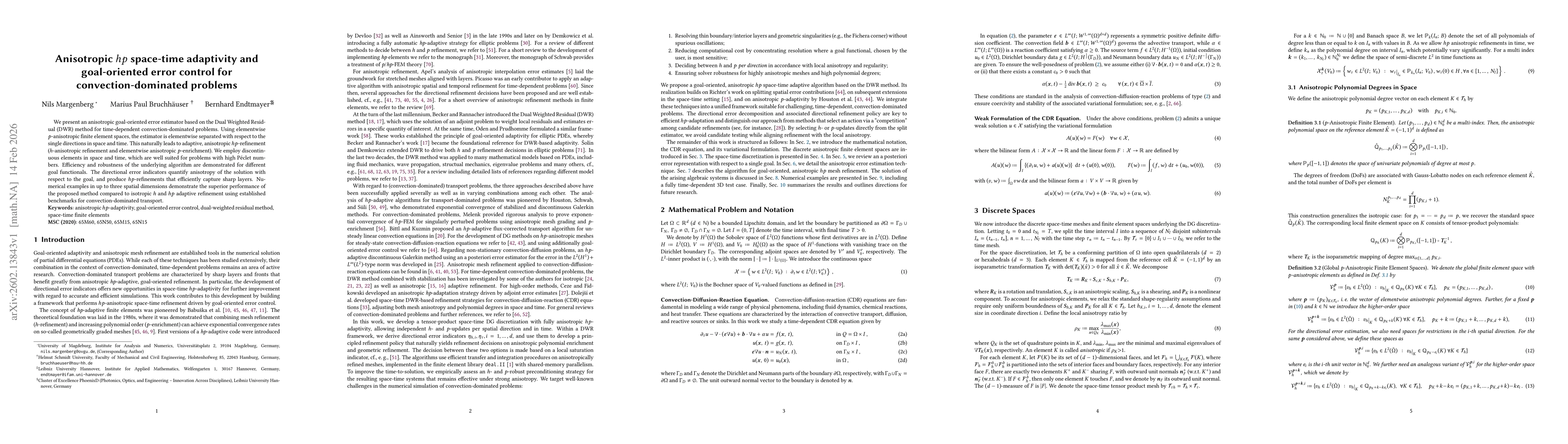 Thumbnail for Anisotropic hp space-time adaptivity and goal-oriented error control for convection-dominated problems