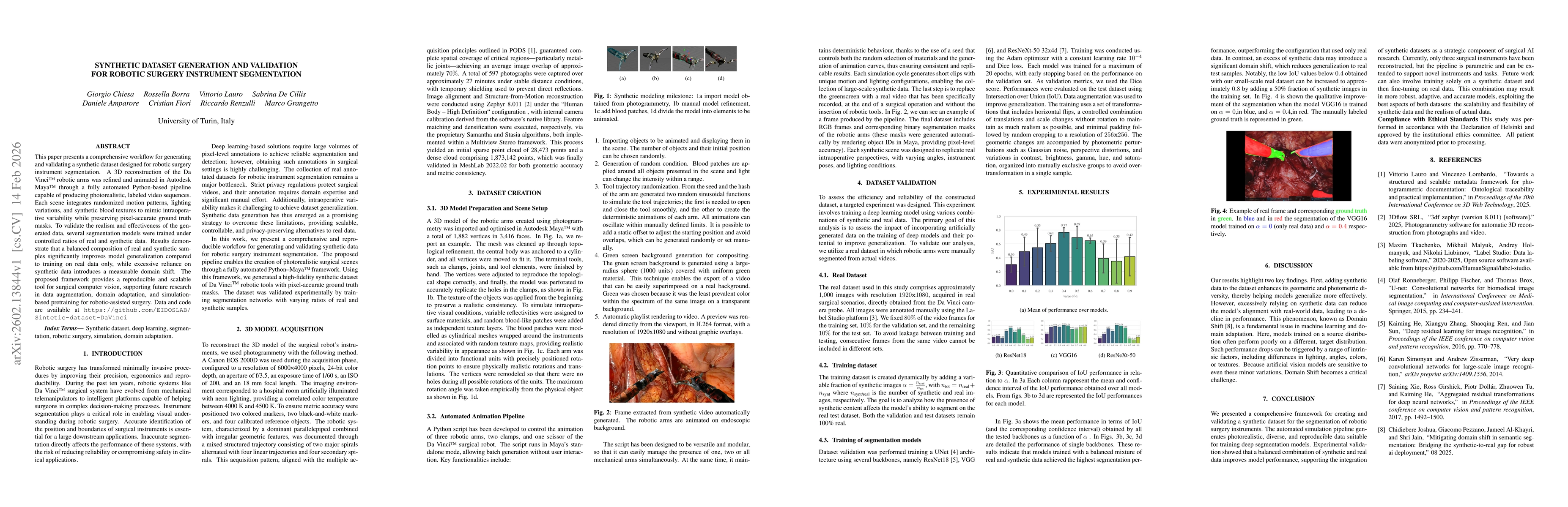 Thumbnail for Synthetic Dataset Generation and Validation for Robotic Surgery Instrument Segmentation