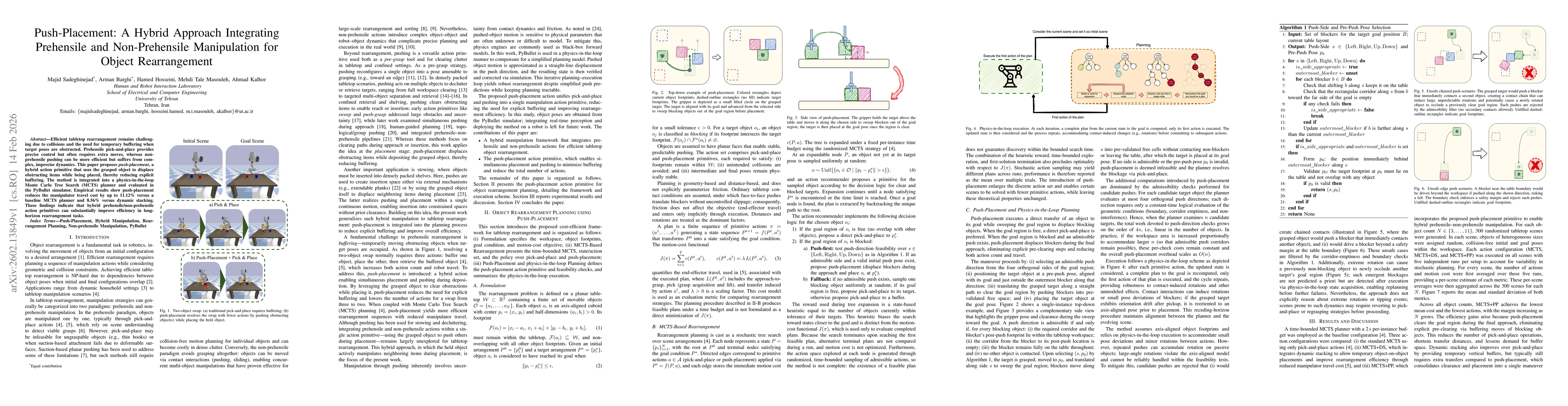 Thumbnail for Push-Placement: A Hybrid Approach Integrating Prehensile and Non-Prehensile Manipulation for Object Rearrangement