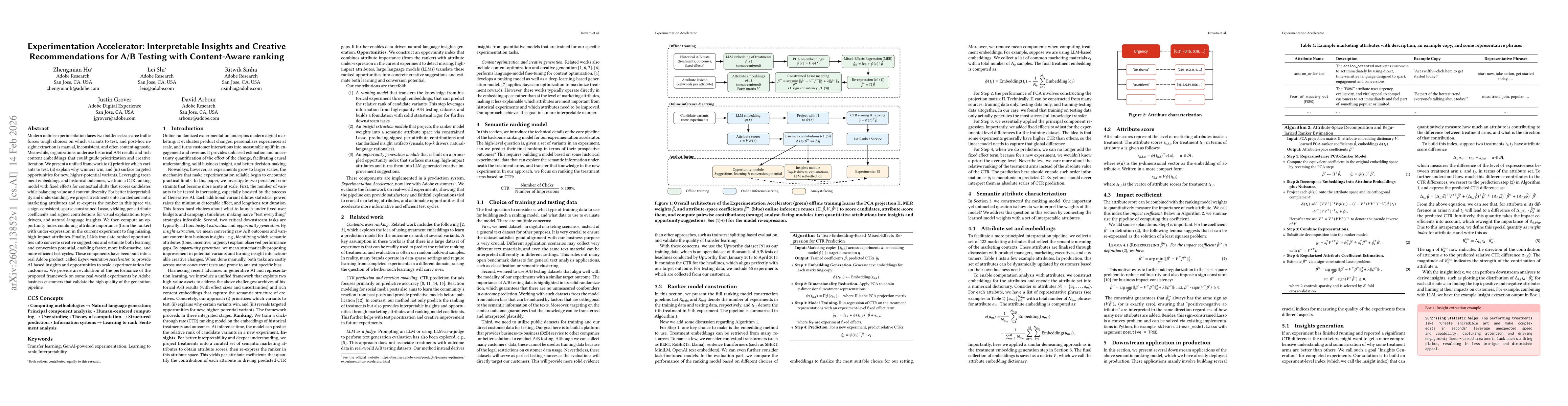 Thumbnail for Experimentation Accelerator: Interpretable Insights and Creative Recommendations for A/B Testing with Content-Aware ranking